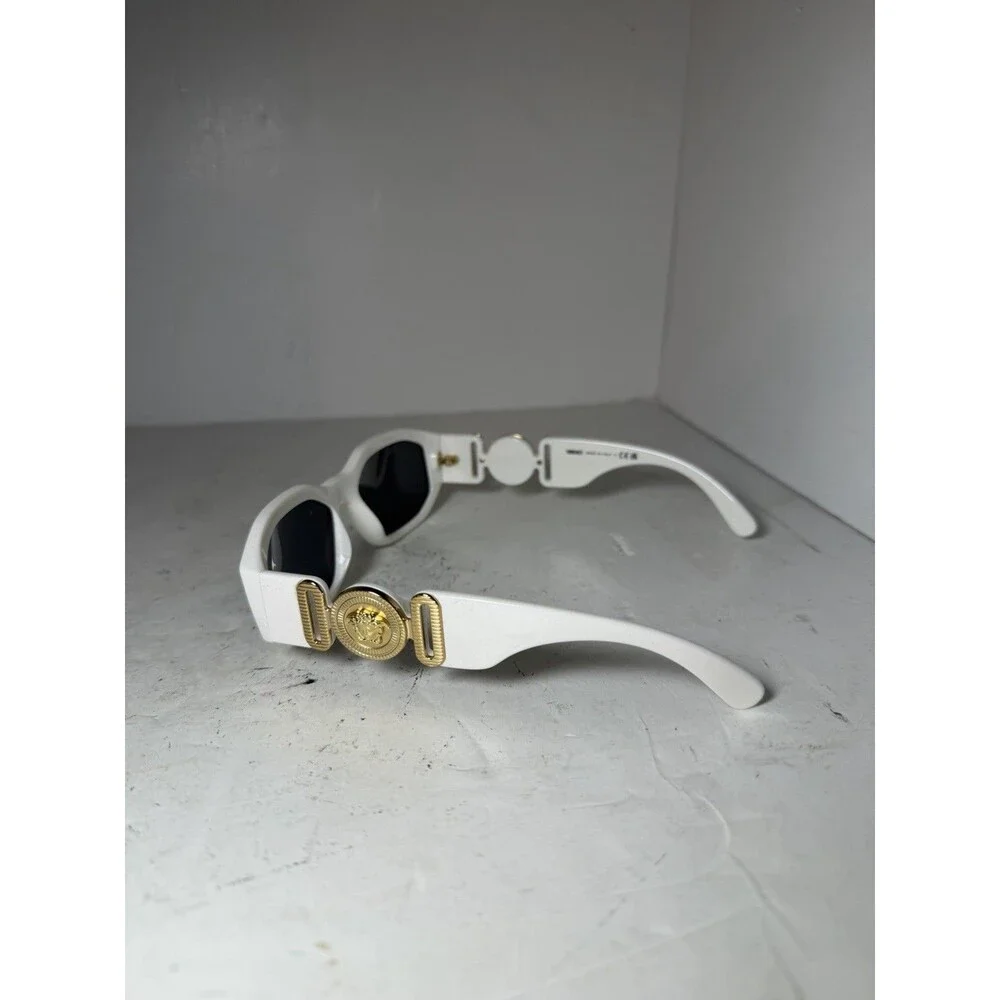 Versace White Gold Medusa Biggie Sunglasses Italy Thick Frame 53-18 w/ case